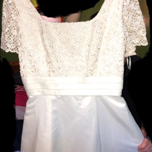 Ivory Wedding Dress Detachable Train Sz 14
